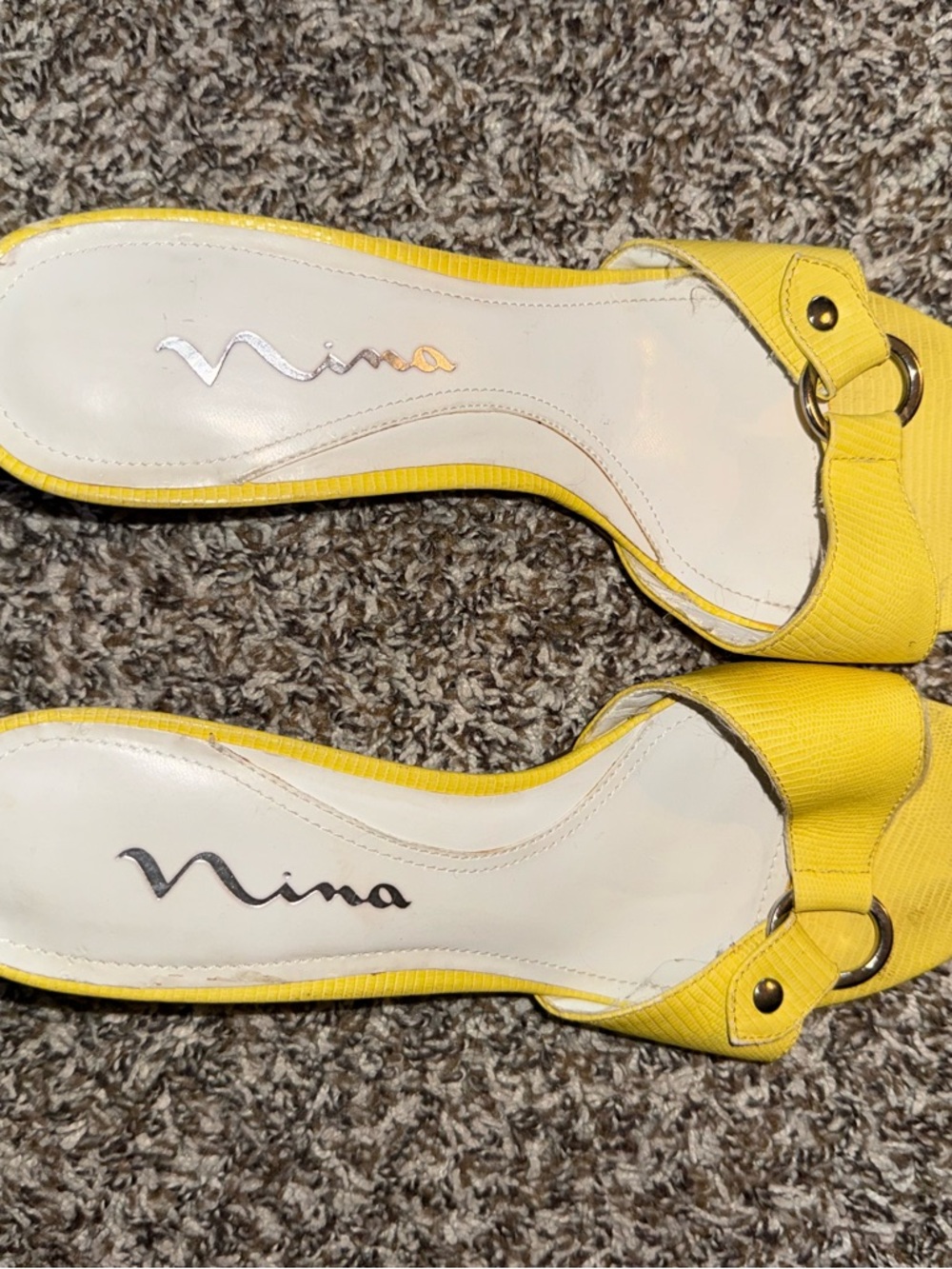 Nina Yellow Open-Toe Slide Kitten Heels